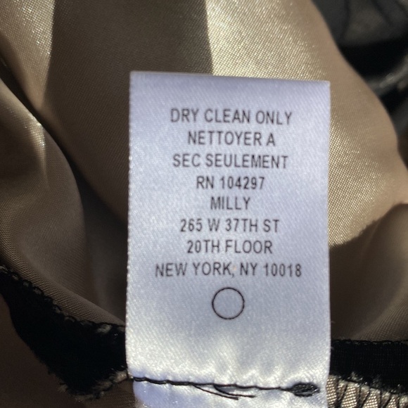 Milly black sheer tunic dress champagne satin lined pleat collar dress 4 - Picture 7 of 8